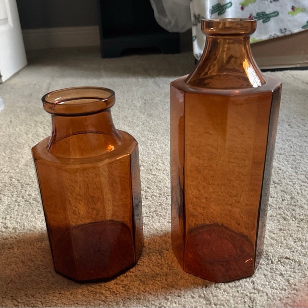 Hearth & Hand Amber Glass Vase Duo